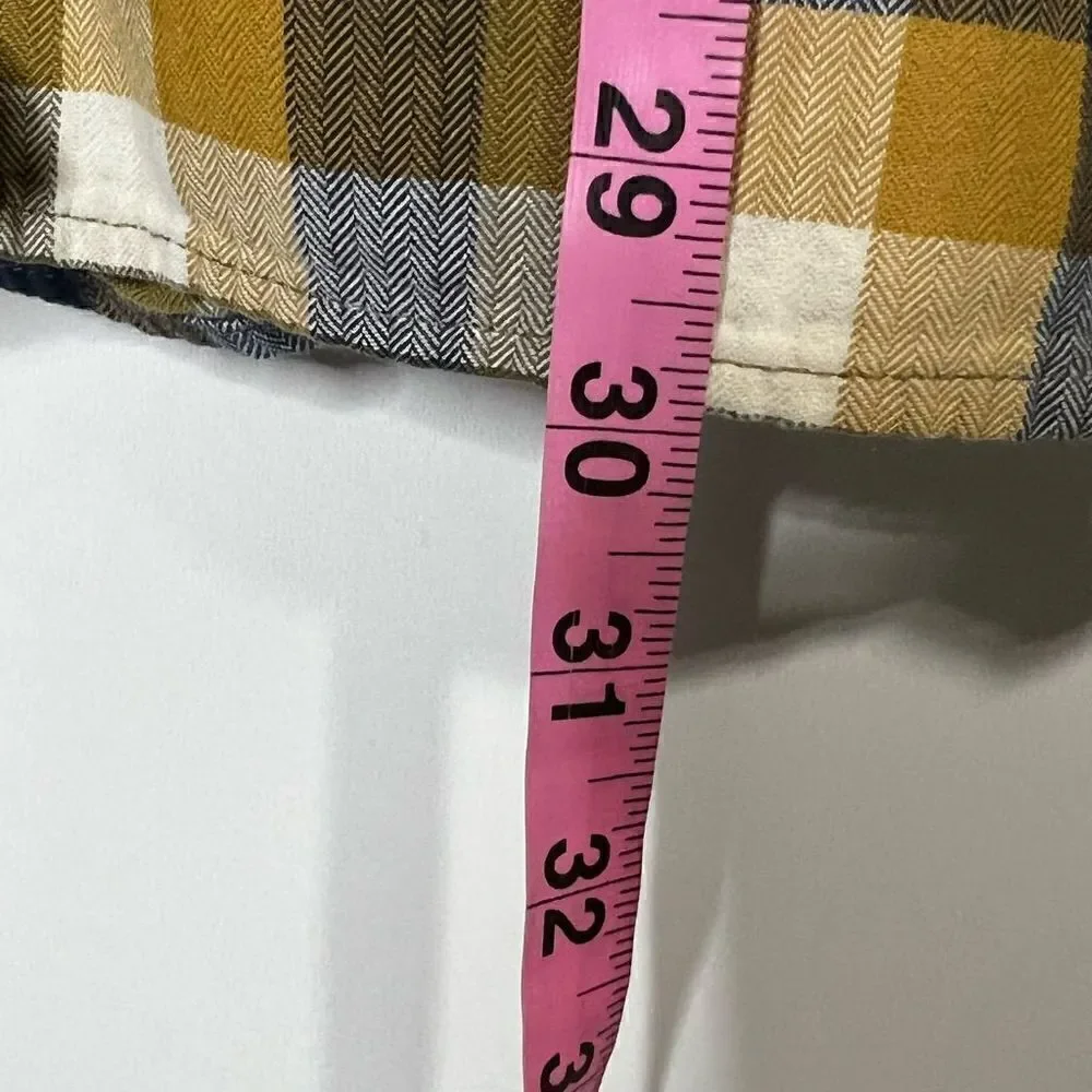 The North Face Blue Brown Mustard Cream Plaid Cotton Button Down Shirt